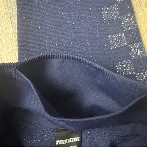Victoria's Secret PINK Active Blue & Shiny Silver Leggings Size Small Like New - Picture 4 of 8